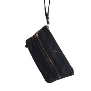 Kate Spade Black Leather Wristlet Zip Pouch